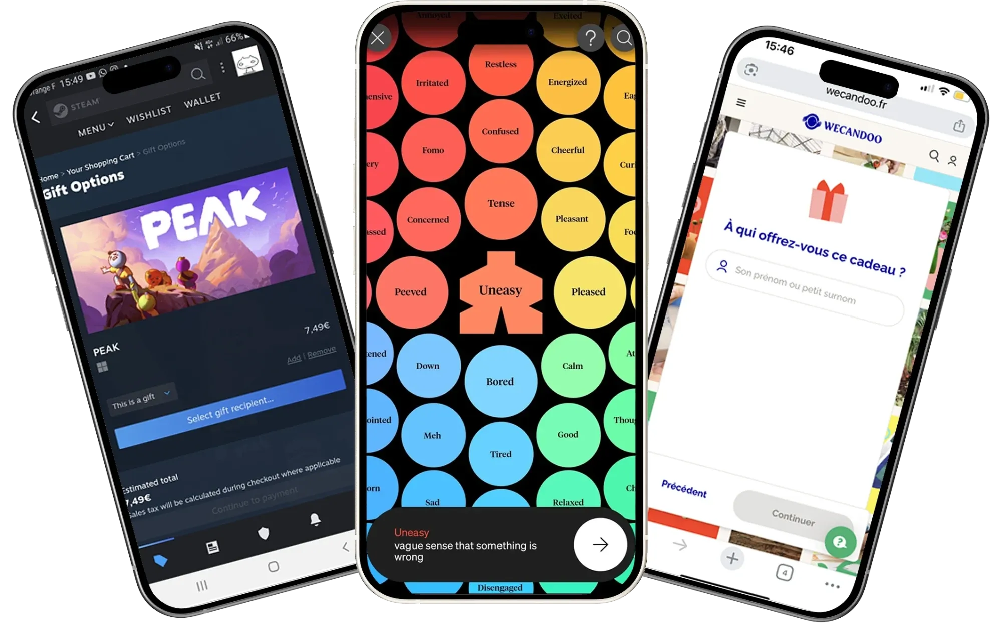 Steam, How We Feel et Wecandoo : les trois apps étudiées