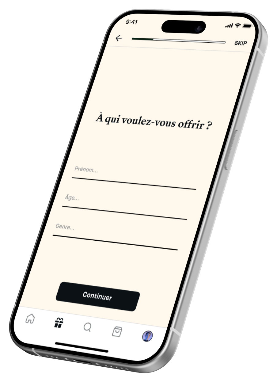 Onboarding : « À qui voulez-vous offrir ? »