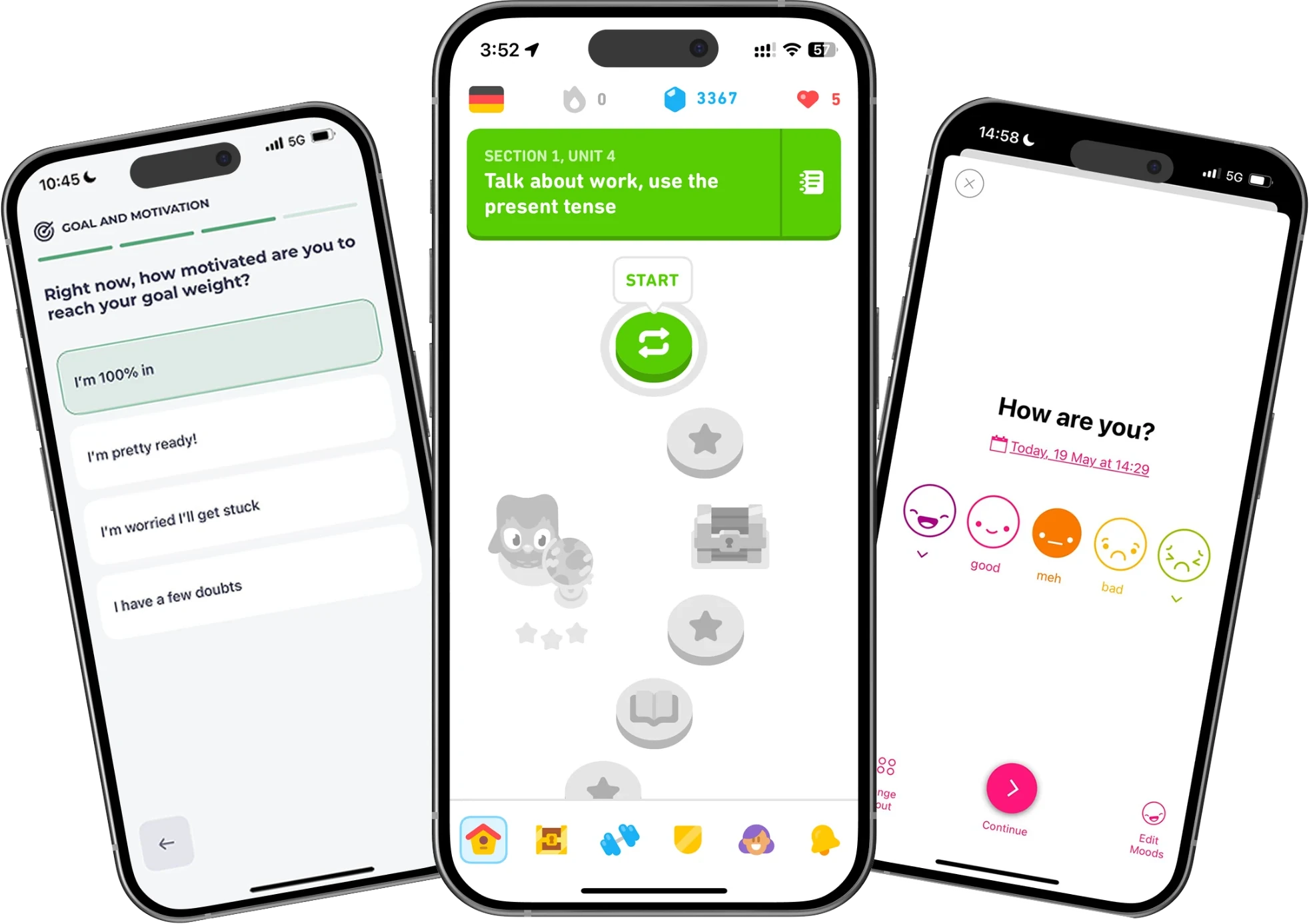 Simple, Duolingo et Daylio : les trois apps étudiées